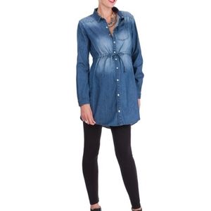 Seraphine drawstring denim maternity tunic